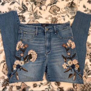 Abercrombie & Fitch Blue Floral Embroidered Skinny Jeans